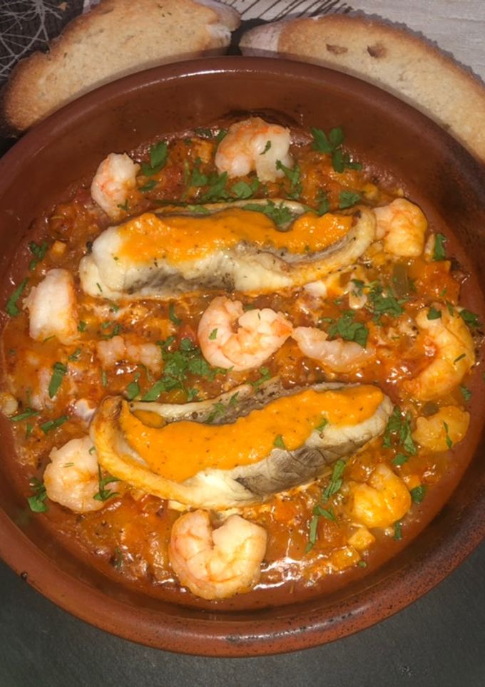Una foto de Cazuela de rape al horno