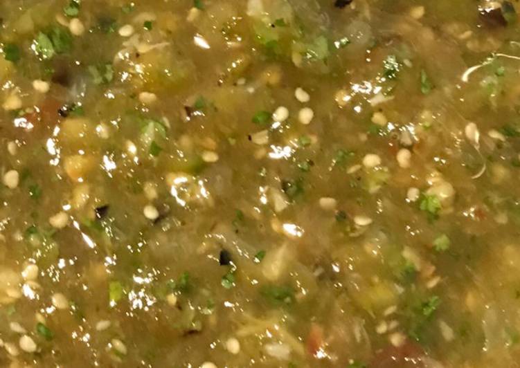 Steps to Make Award-winning Roasted Tomatillo and Garlic Salsa