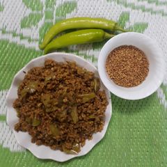 A picture of Mirch methi dana sabzi.