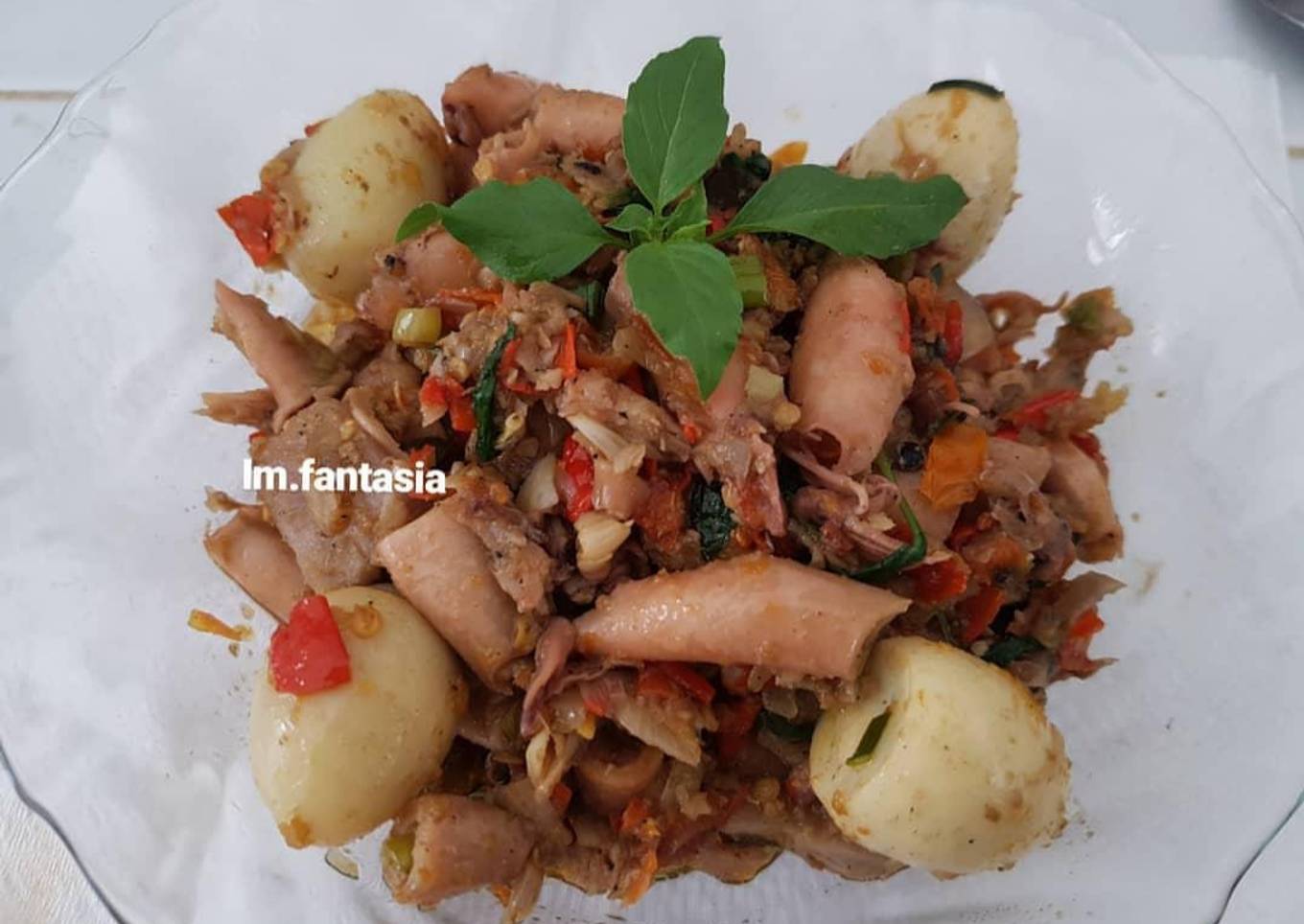 Baby Cumi dan Telur Puyuh Rica Kemangi