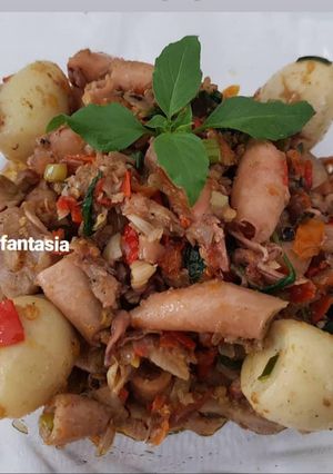 Foto resep Baby Cumi dan Telur Puyuh Rica Kemangi