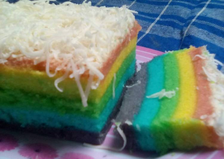 RAINBOW CAKE PUTEL KUKUS ala nda bayanaka