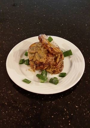 A picture of Potato and Mushroom Napoleon's.