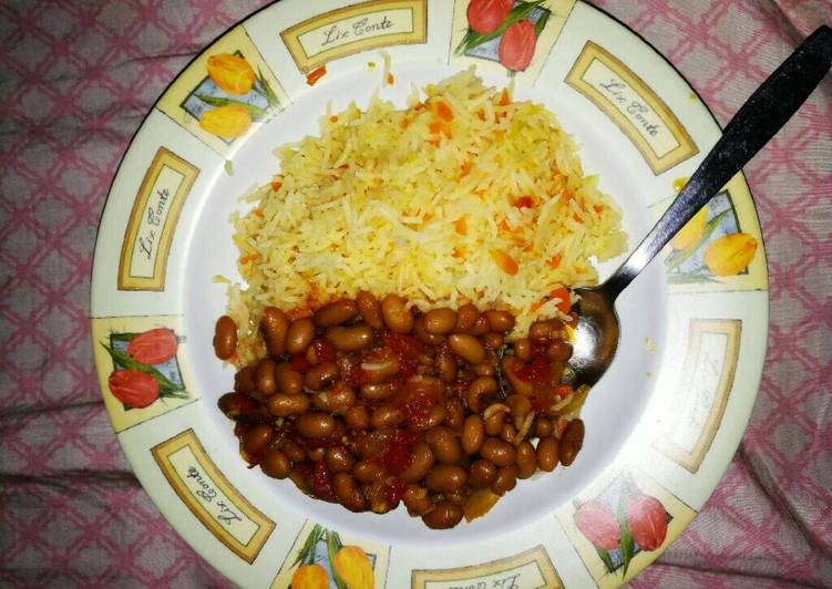 Steps to Prepare Homemade Carrot Rice and yellow beans