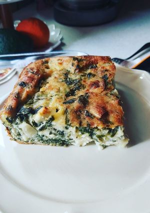 A picture of Crustless Spinach and Feta Pie.