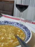 Caldo de milho com frango e palmito