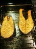 Lemon ol' bay salmon steak