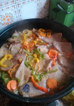 Una foto de Matambre con verduras