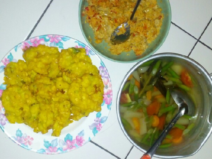 Cara Membuat Sayur asem buncis, tempe kukus sambal kelapa, bakwan jagung Wajib Dicoba