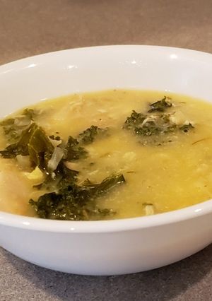 A picture of Polenta Chicken, Bean & Kale Soup.