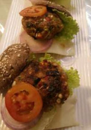 A picture of Ragi, oat buns with sweet potato, plum Patty.