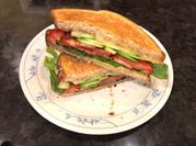 A picture of hummus sandwich