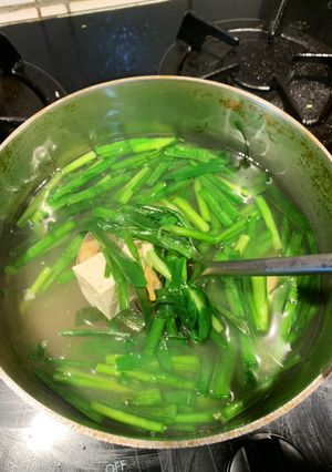 Hình của món Canh hẹ tàu hủ non.