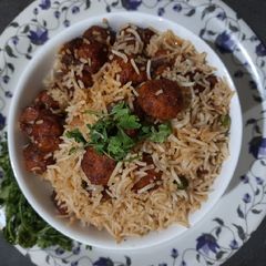 A picture of Soya Chunks Fried Rice.