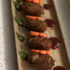 A picture of Crunchy rice kebabs.