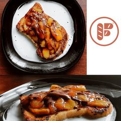 A picture of Jacques Pépin's French Toast with Banana & Chocolate.