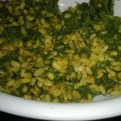 A picture of Dill Leaves with Yellow Lentils.