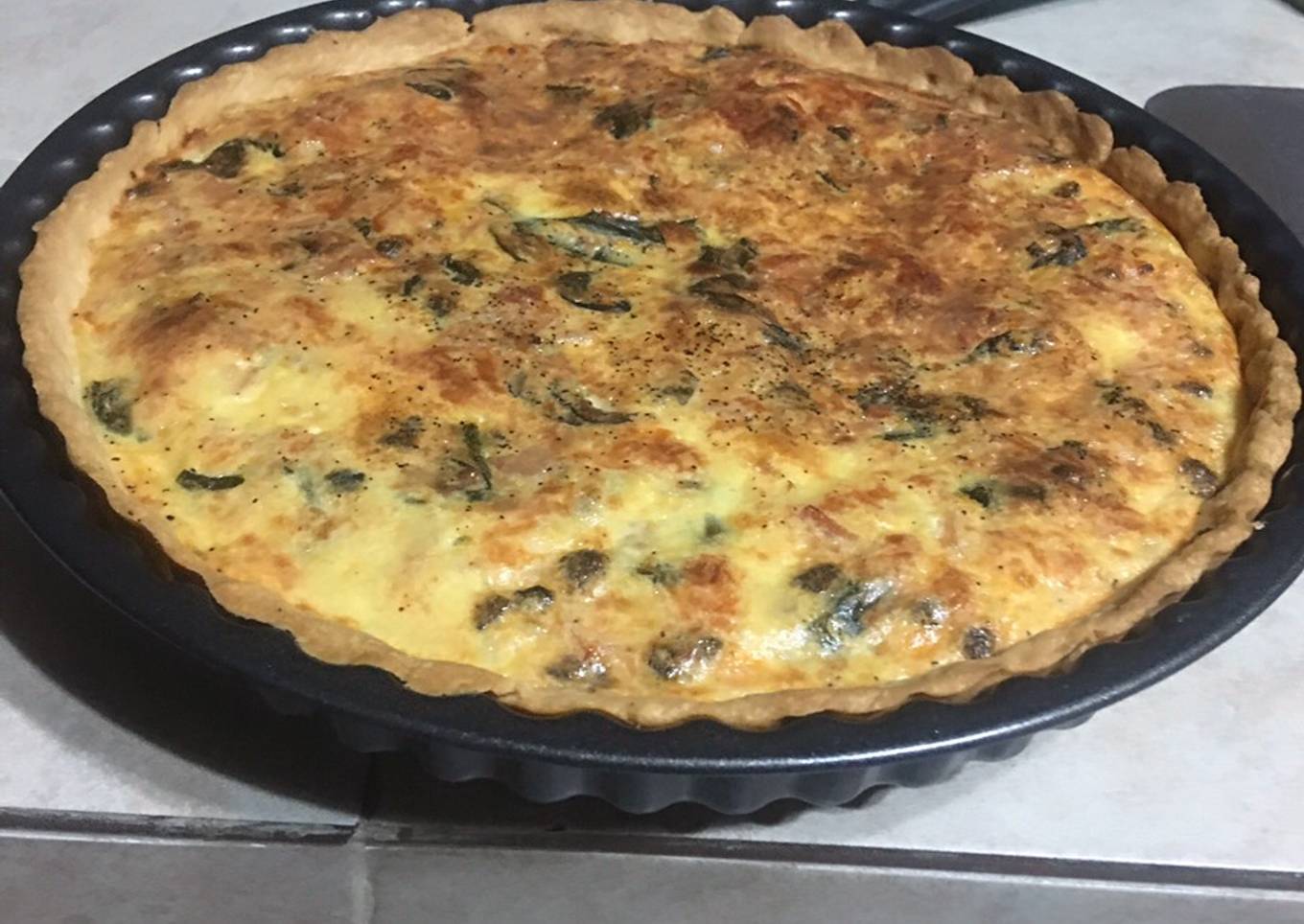 Quiche de jamón y champiñones