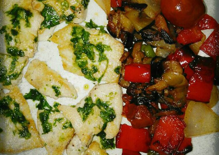 Marrajo con verduras a la plancha