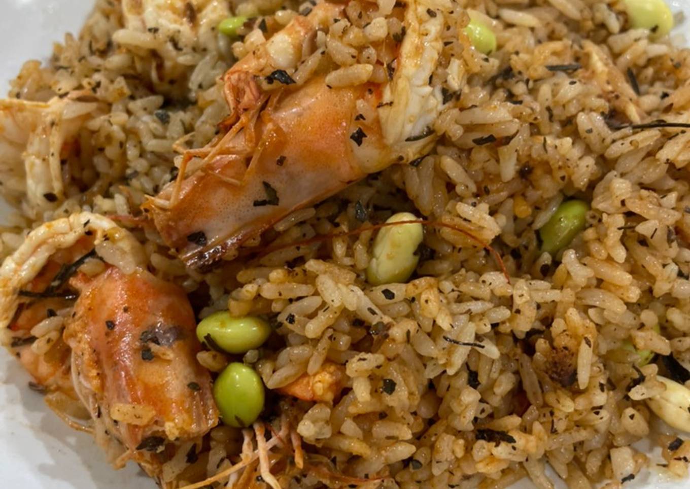Garlic butter rice with shrimp