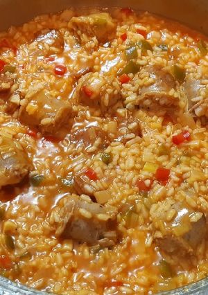 Una foto de Arroz meloso con butifarras y chorizo