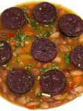 PUCHERO DE POROTOS HALLADOS CON PRIETAS (Blood Sausage Stew with Cranberry Beans)