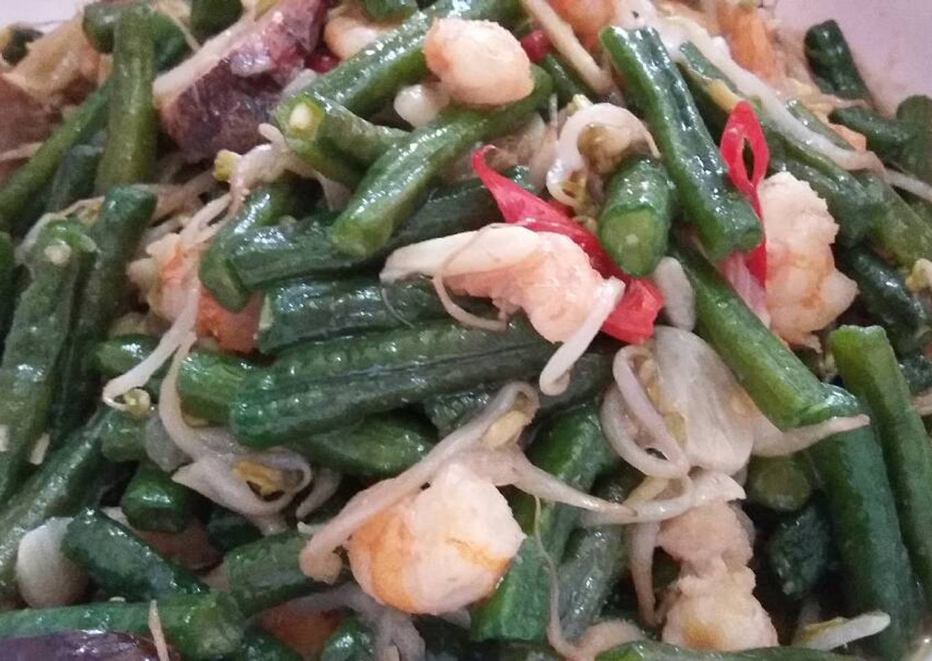 Tumis kacang panjang udang special