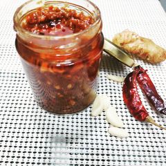A picture of Homemade Schezwan Sauce.
