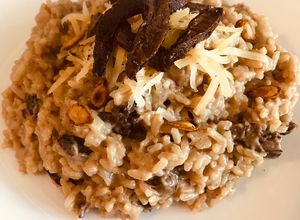 Una foto de Risotto de hongos de pino