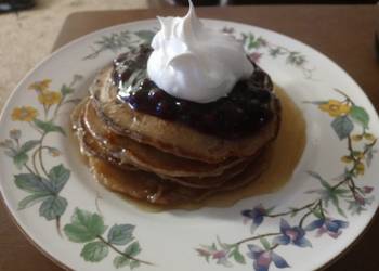 Easiest Way to Prepare Appetizing Cinnamon Clove Pancakes with Blueberry Sauce and Whipped Cream