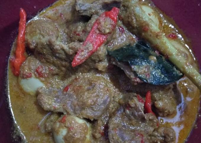 Rendang daging + telur puyuh