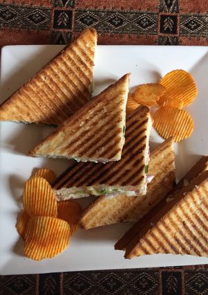 A picture of #morningbreakfastGrilled veg sandwitch.
