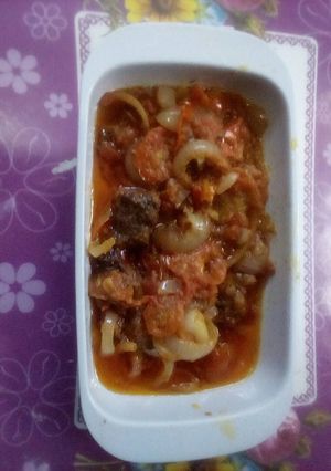 A picture of Gravy with diced beef.