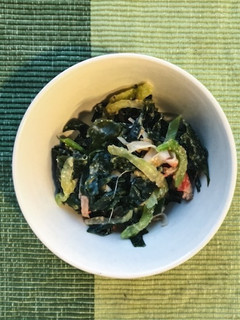 A picture of Celery and Wakame Salad with Miso Dressing (Sumiso Ae).