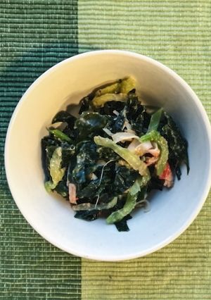 A picture of Celery and Wakame Salad with Miso Dressing (Sumiso Ae).