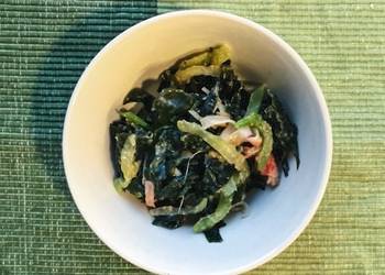How to Make Yummy Celery and Wakame Salad with Miso Dressing Sumiso Ae