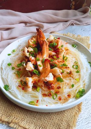 Foto resep Udang kukus cah bawang putih