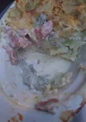 Une photo de Gratin de ravioles jambon gorgonzola