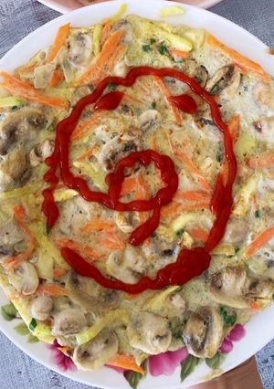 Hình của món Pizza rau củ healthy 🥚🥕🍄.