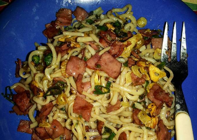 Bagaimana Membuat Fried Spicy Shirataki with Smoked Beef (Keto Friendly), Lezat