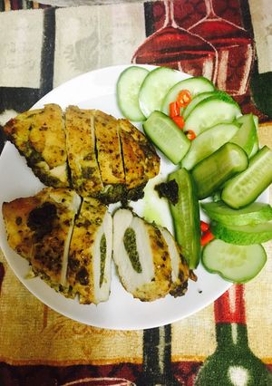 Hình của món Ức gà nướng sốt pesto 🐔🐤🐣🌯.