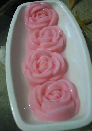 Foto resep Pudding susu mawar pink