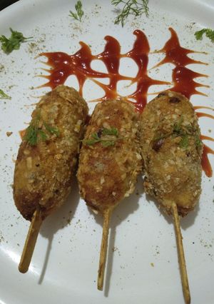 A picture of Paneer potato lollipop.