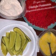 A picture of Hot Cheetos Air Fried Pickles.