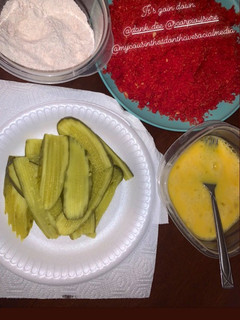 A picture of Hot Cheetos Air Fried Pickles.