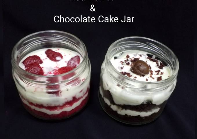 Simple Way to Prepare Quick Red Velvet &amp; Chocolate  Cake  Jar