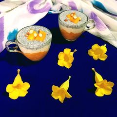A picture of Cottage Cheese Mango Pudding.