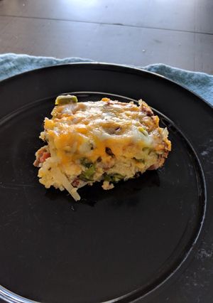 A picture of Bacon & Asparagus Breakfast Casserole.