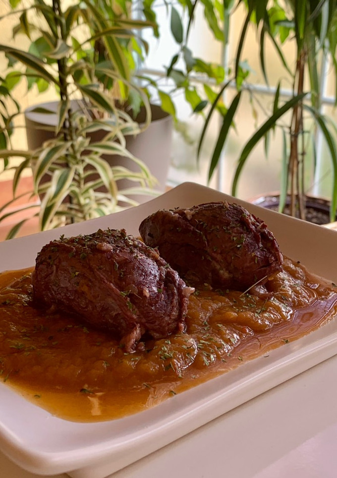 Una foto de Carrilladas estofadas con calabaza