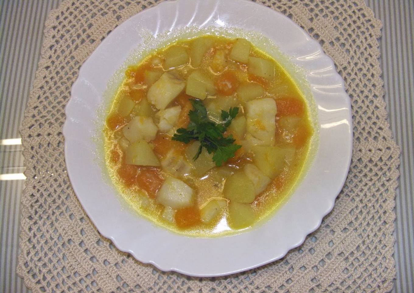 Porrusalda con bacalao